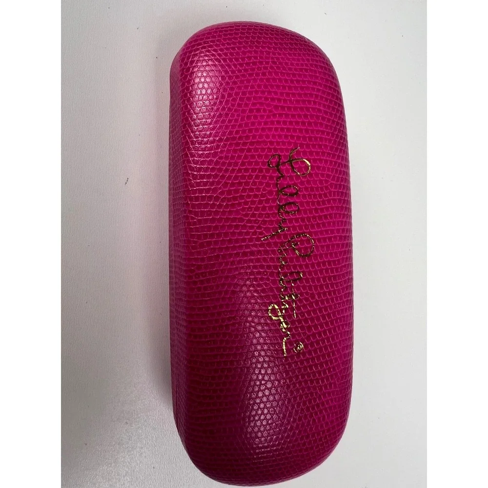 Lilly Pulitzer Eyeglass Case Hard Shell Pink Lizard Embossed‎ Gold Logo